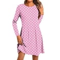 thumbnail image 1 of ZHYou Womens Polka Dot Dresses Long Sleeve Round Neck A Line Flared Casual Comfortable Skirts,Multicolor,M, 1 of 5