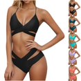 thumbnail image 1 of ZHYou Womens Push Up Bikini Sets Wrap Bandage Bathing Suit Two Piece Swimsuits,Black,Size L, 1 of 4
