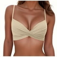 thumbnail image 1 of ZHYou Womens Push Up Bikini Top Twist Front Underwire Molded Soft Pads Vintage Bikini Swimsuits Tops,Beige,Size 2XL, 1 of 5