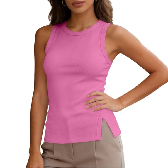 ZHYou Womens Ribbed Tank Tops Slim Fit Racerback Form Fit Sleeveless Crew Neck Casual Basic Cami Tops