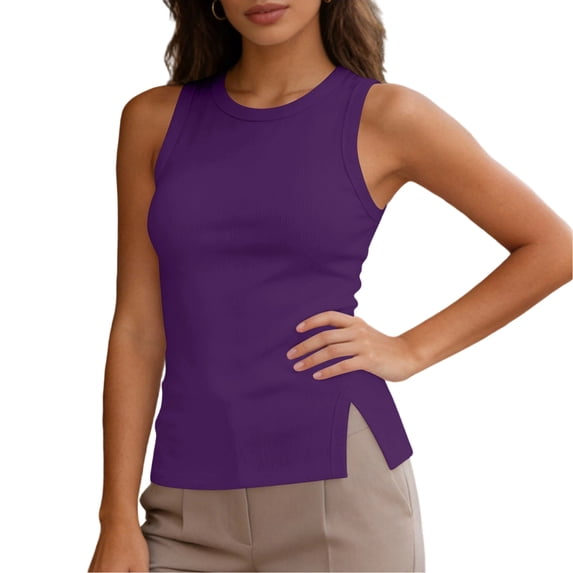 ZHYou Womens Ribbed Tank Tops Slim Fit Racerback Form Fit Sleeveless Crew Neck Casual Basic Cami Tops