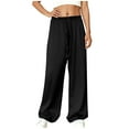 thumbnail image 1 of ZHYou Womens Satin Pants Oversized Baggy Drawstring Elastic Waist Straight Leg Silk Lounge Pants,Black,Size 2XL, 1 of 7