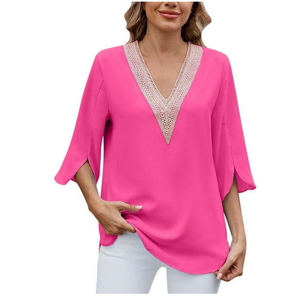 ZHYou Womens Shirts Casual Plus Loose Long Sleeves V-Neck Multi Color Shirts Tops