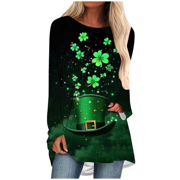 ZHYou Womens Shirts Valentine's Day Loose Fit Long Sleeve St. Patrick's Day Printed V-Neck Casual Soft Spring Summer Blouses,Black,Pink,White,Wine,Gray,S,M,L,XL,2XL ,Multicolor,3XL