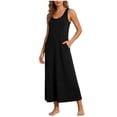 thumbnail image 1 of ZHYou Womens Sleeveless Round Neck Maxi Dress with Pockets Flowy Soft Loose Casual Summer Long Dresses,Black,Size S, 1 of 6