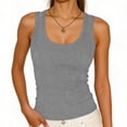 thumbnail image 1 of ZHYou Womens Sleeveless U Neck Tank Tops Summer Solid Color Workout Top Ribbed Knit Slim Fit Top Basic Casual Clothes,Gray,Size M, 1 of 6