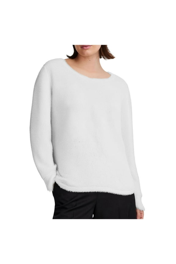 Womens Soft Fuzzy Round Neck Sweater: Oversized Plush Pullover, Cozy Loose Fit, Multi-Color Basic Tops,Sizes:S,M,L,XL,2XL,3XL,4XL,5XL