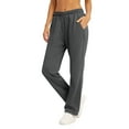thumbnail image 1 of ZHYou Womens Straight Leg Sweatpants,High Waist Comfy Interior Drawstring Workout Sweat Pants with Pockets,Dark Gray,Size L, 1 of 4