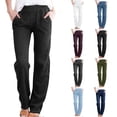 thumbnail image 1 of ZHYou Womens Stretch Denim Pants Wide Leg Elastic Waist Casual Breathable Soft Fashion Workwear Jeans,Black,Size 2XL, 1 of 9