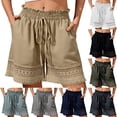 thumbnail image 1 of ZHYou Womens Stretch Shorts Elastic High Waist Casual Ladies Drawstring Lace Baggy Summer Beach Shorts,Khaki,Size L, 1 of 9