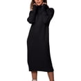 thumbnail image 1 of ZHYou Womens Sweater Dresses Turtleneck Knit Long Sleeve Midi Length Ribbed Trim Overized Fit Dresses,Black,M, 1 of 6