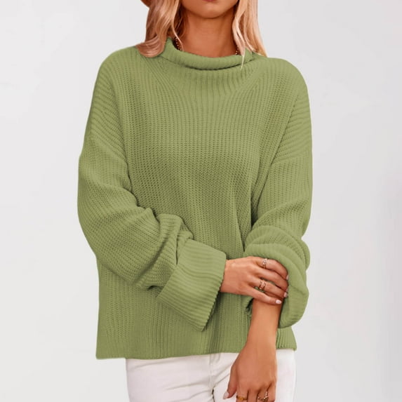 ZHYou Womens Sweaters Women's Fashionable And Casual Loose Knitted Long Sleeved Round Neck Sweater