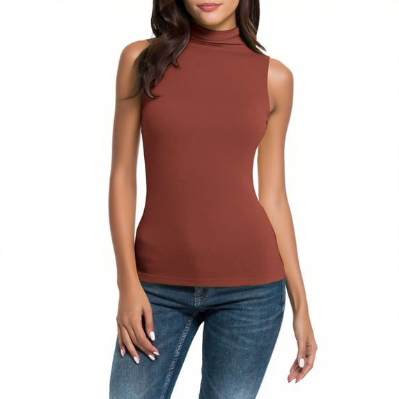 ZHYou Womens Tank Tops Turtleneck Slim Fit Tummy Control Summer Soft Basic Long Camisole,Red,Size 2XL
