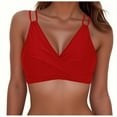 thumbnail image 1 of ZHYou Womens Twist Front V Neck Bikini Tops,Push Up Padded Swimsuit Lace Up Criss Cross Back Bathing Suits Tops,Red,Size 2XL, 1 of 5