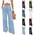 thumbnail image 1 of ZHYou Womens Wide Leg Denim Jeans,Elastic High Waisted,Baggy Palazzo Casual Pants with Pockets,Light Blue,Size S, 1 of 9