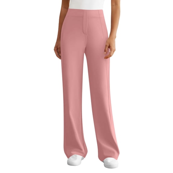 ZHYou Womens Yoga Pants,High Waisted,Wide Leg,Lounge Wear,Casual Stretch,Pull On Buttom Trousers,Pink,Size XL