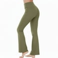 thumbnail image 1 of ZHYou Womens Yoga Pants,Ribbed Knit,Tummy Control,Flared,Stretchy,Bootcut Comfort Fit Loungewear Trousers,Army Green,Size M, 1 of 5