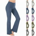 thumbnail image 1 of ZHYou Womens Yoga Pants,Ribbed Knit,Tummy Control,Flared,Stretchy,Bootcut Comfort Fit Loungewear Trousers,Navy,Size S, 1 of 6