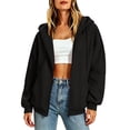 thumbnail image 1 of ZHYou Zip Up Hoodies for Women Casual Multi Panel Seam Drop Shoulder Loose Drawstring Hooded Sweatshirts with Pockets,Black,Size L, 1 of 8