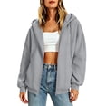 thumbnail image 1 of ZHYou Zip Up Hoodies for Women Casual Multi Panel Seam Drop Shoulder Loose Drawstring Hooded Sweatshirts with Pockets,Gray,Size 2XL, 1 of 8