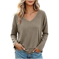 Drop Fit ZHYouNo Boundaries Long Sleeve Tops for Women Casual Loose Fit V Neck ...
