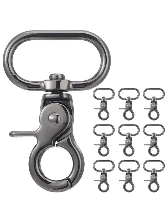 10 Pack Gunmetal Trigger Snap Hooks Heavy Duty 1" Stainless Steel Oval Trigger Snap Hookss for Dog Tie-Out Cable Pet Chains Key Chains Purse Hardware Leather Craft