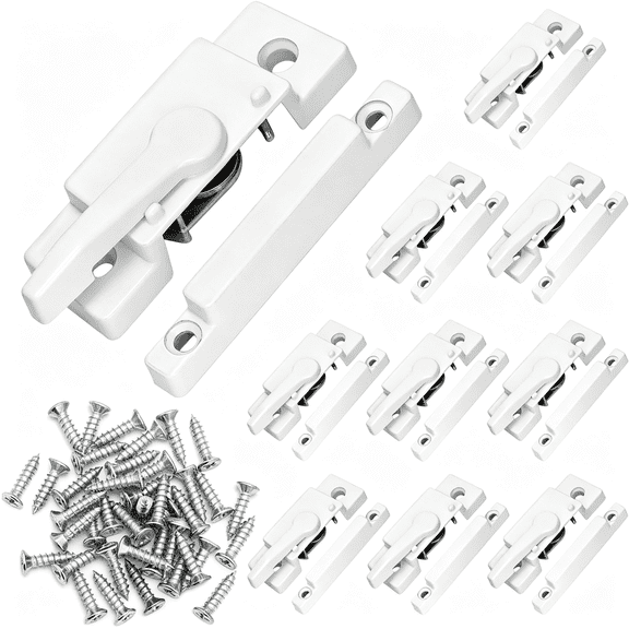 ZHZFKQ 10 Pack Sliding Window Sash Locks,Cam Action White Double Hung Window Sash Lock for Vertical and Horizontal Sliding Windows,Secure Window Locks