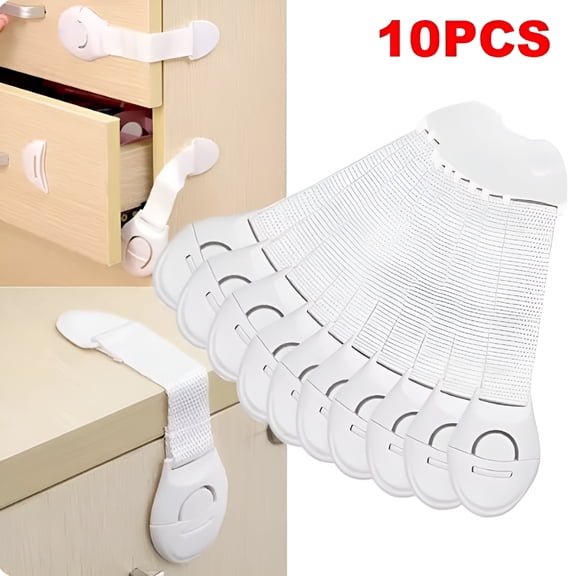 ZHZFKQ 10 Pcs Child Safety Cabinet Locks, Baby Proofing Drawer Latches, Plastic Security Door Locks for Kids Protection