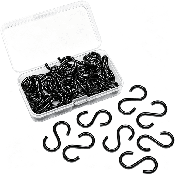 ZHZFKQ 100Pcs 1"Small S Hooks for Hanging, Black Stainless Steel Mini S Shaped Hooks for Ornaments, Jewelry, Plants, Closet, Diy Crafts Rustproof Black S Hooks