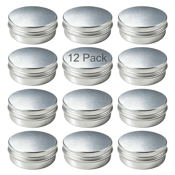 ZHZFKQ 12 Pack 2Oz Round Refillable Aluminum Salve Tins with Screw Lids | Small Metal Storage Tin Cans,Mini Empty Travel Containers Jars for Lip Balm,Lotion Bar,Salve,Candle,Creams,Spice