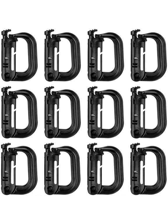 12 Pack Multipurpose D-Ring Grimlock Locking for Molle Webbing Molle Clips Hanging Hook Molle Bag Tactical Backpack Grimlock