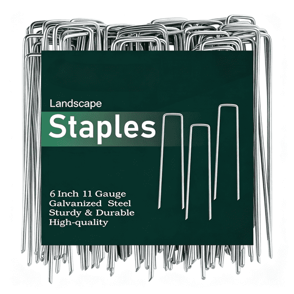 ZHZFKQ 120 Pack Landscape Staples 6 Inch,11 Gauge Heavy Duty Galvanized Garden Stakes for Weed Barrier Fabric,Ground Cover,Artificial Turf,Sod,Netting and Irrigation Hose