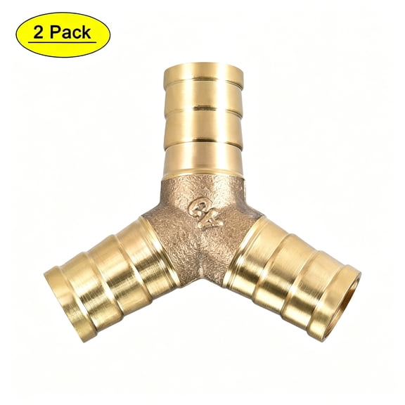 ZHZFKQ 12Mm Or 1/2" Id Brass Barb Fitting Y-Shaped 3Way Barb Hose Fitting for Air Water Fuel Line Tubing Connector Automotive Diy Project Hardware Accessory 2Pcs