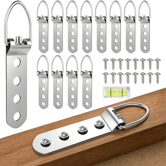 ZHZFKQ 12Pcs Heavy Duty Picture Hanging Hooks,D Ring Picture Hangers for Frames,Stainless Steel Picture Hanging Hardware for Heavy Frames, Mirrors, Canvas Art, Wall Mount