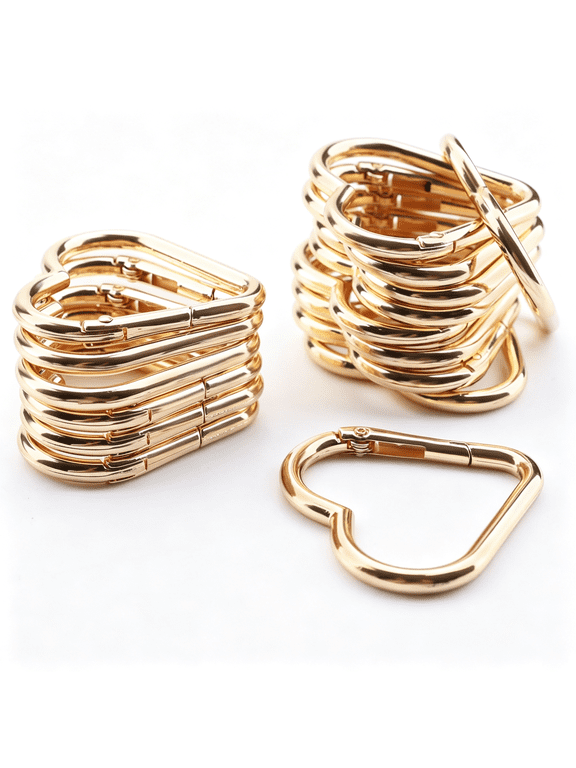 16-Pack Gold Heart Carabiner Clips, Cute Keychain Accessories for Backpacks & Hiking Gear, Aluminum Alloy Spring Snap Hook(Lightweight, Bulk Value Set)
