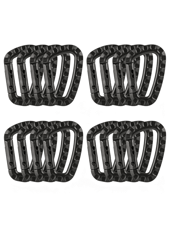16 Pack Tactical Carabiners Keychain D Rings Spring Snap Gear Clip Utility Hooks Backpack Hanging Buckle Travelling for Camping,Durable Plastic Carabiner