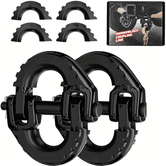 ZHZFKQ 2 Pack 1/2" Safety Chain Connector Link, Tow Hitch Hammerlock Coupling Link, Tow Chain Connector with 12000 lbs Loading (Black)