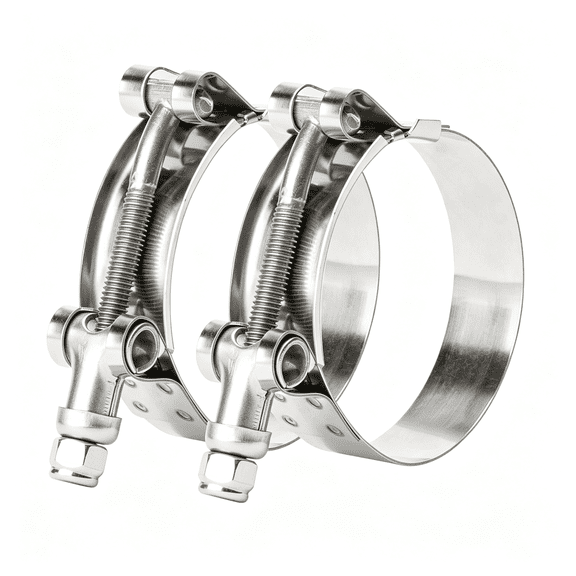 ZHZFKQ 2 Pack 1.25" Stainless Steel T-Bolt Hose Clamps,Clamp Range 41-46Mm for 1.25" Hose Id,Rust-Proof 1.25 Hose Clamp,Pack of 2