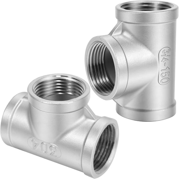 ZHZFKQ 2 Pack 3/4 Inch Npt Female T-Shaped Pipe Fitting, Stainless Steel 304, 3-Way Cast Tee Connector 304 Stainless Steel Pipe FittingsT-Fitting