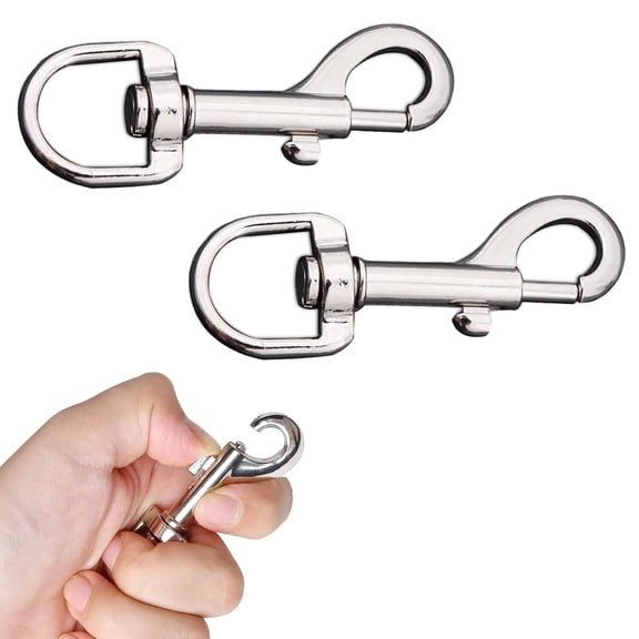 ZHZFKQ 2 Pack 3.5" Heavy Duty Swivel Snap Hook, Bolt Snap Dog Leash Clips. Secure Prong Collar Safety Backup & Dog Collar Safety Clip. Rustproof Leash Hardware Clasp for Diy Repair, Silver