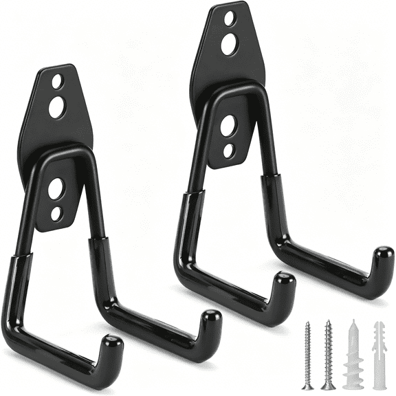ZHZFKQ 2 Pack Heavy Duty Garage Hooks Storage Organizer Wall Mount Power and Garden Tool Hangers,for Hanging Ladders,Ropes,Hose,Bulk Items