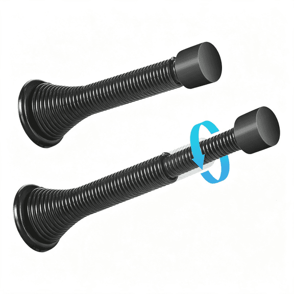 ZHZFKQ 2 Pack Telescoping Spring Door Stoppers,Extended from 3-1/8 to 4-1/4"Es Wall Mount Extra Long Door Stops- Flexible Spring Doorstops Wall Protector (Black)