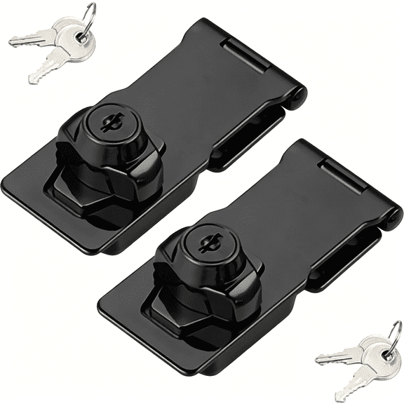 ZHZFKQ 2 Packs Keyed Hasp Locks Twist Knob Keyed Locking Hasp for Small Doors,Cabinets and More,Stainless Steel Steel,Hasp Lock Catch Latch Safety Lock Door Lock with Keys(4Inch,Bliack)