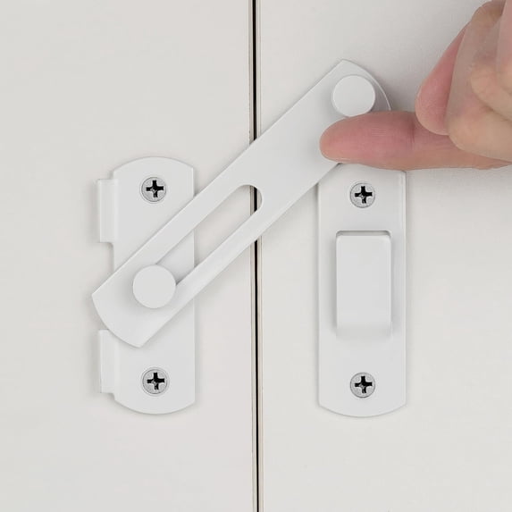 ZHZFKQ 2 Packs White Stainless Steel Barn Door Latch Bi-Fold Door Lock,Suitable for Sliding Door,Wine Cabinet,Closet,Drawer,Pet Cage,Garden Gates,French Door,Fence Gates