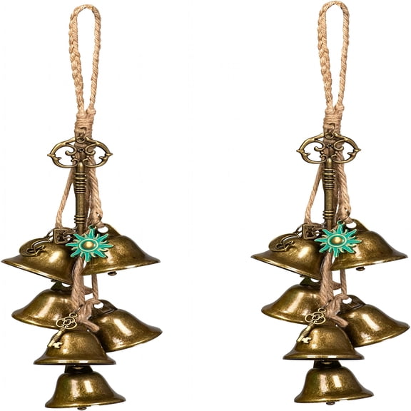 ZHZFKQ 2 Pieces Witch Bells for Door Knob for Protection Witch Wind Chimes Door Hanger Hanging Witch Bells Magic for Home Protection (Alloy Vintage Bell)