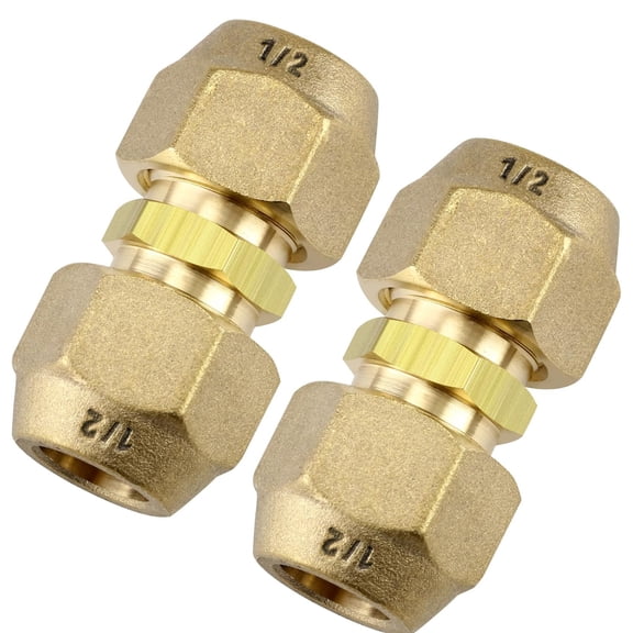 ZHZFKQ 2 Sets 1/2"Copper Pipe Extension Joint Connectors,No-Weld Hvac Ac Coupling Adapters with Flare Nuts,Flare Fittings for Air Conditioning,Refrigeration&Hvac Repair Kit