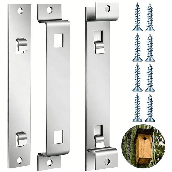 ZHZFKQ 2 Sets Bird House Hanger Bracket Stable Rust Proof Galvanized Steel Mounting Bracket for Securing Bird Houses Nesting Boxes Feeders,Quickly Remove for Cleaning(Silver)