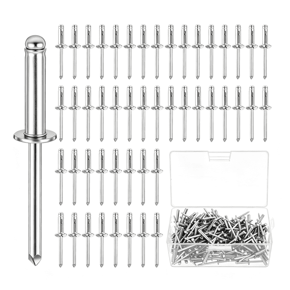 ZHZFKQ 200 Pcs 3/16" X 1/2" Trifold Rivets Assortment Aluminum Tri Grip Exploding Pop Rivets Bulb Style for Kayak Marine Boat Buildings Containers (Silver)