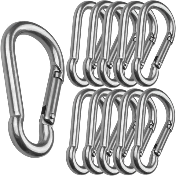 ZHZFKQ 2026 New 10 Pack 4 Inch Spring Snap Hook Stainless Steel 304 Carabiner Clips Heavy Duty Quick Link Hook for Outdoor Camping Hiking Hammock Swing (M10 X 100 Mm)