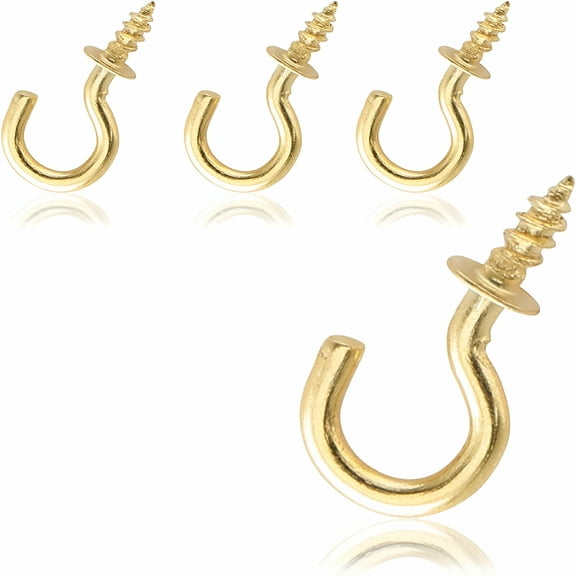 ZHZFKQ 2026 New 100Pcs 1/2-Inch Cup Hooks Ceiling Hooks,Metal Screw-In Hooks,Gold for Hanging Cups, Organizing, Kitchen Storage, Decor Display, Craft Projects, Ceiling Installation